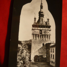 Ilustrata Sighisoara - Turnul cu Ceas ,inceputul anilor '50