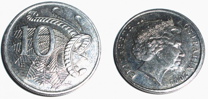 AUSTRALIA 10 CENTS CENTI 2001 **