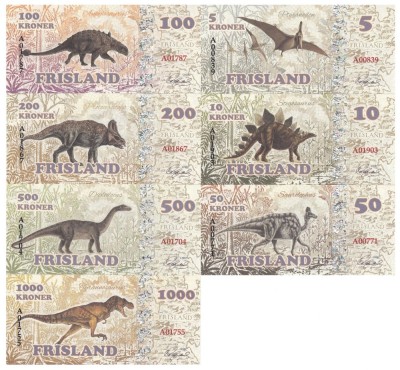 !!! FANTASY NOTES : FRISLAND - LOT COMPLET DINOZAURI (7 buc.) 2016 - UNC foto