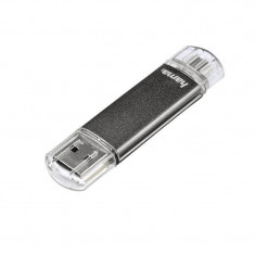 Memorie USB Hama Laeta Twin 8GB Grey foto