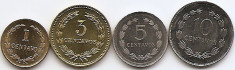 El Salvador Set 4 -1, 3, 5, 10 Centavos 1966/95 UNC !!! foto