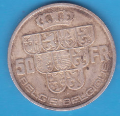 (1) MONEDA DIN ARGINT BELGIA - 50 FRANCS 1939 foto