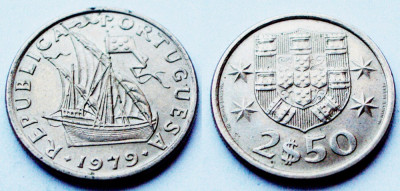 PORTUGALIA 2 - 1/2, 2$50 2,5 ESCUDOS 1979, 3.50 g., 20 mm ** foto