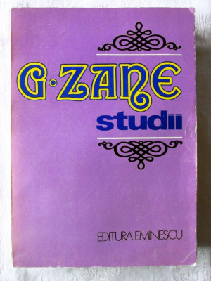 Biblioteca Eminescu: &amp;quot;STUDII&amp;quot;, G. Zane, 1980. Studiu introductiv Costin Murgescu foto