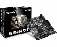 Placa de baza Asrock Socket 1150, H81M-VG4 R3.0, Intel H81, 2*DDR3 1600/1333/1066, VGA, 1*PCIe foto