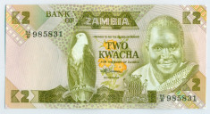 ZAMBIA - Lot 2 buc x 2 Kwacha ND (1980-88) - UNC P-24c foto