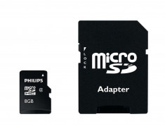 Micro Secure Digital Card Philips, 8GB, clasa 4, SDHC, adaptor sd foto