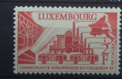 LUXEMBURG 1956 &amp;ndash; INDUSTRIA SIDERURGICA, timbru nestampilat K126 foto