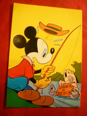 Ilustrata comica Miky Maus la pescuit - Walt Disney foto