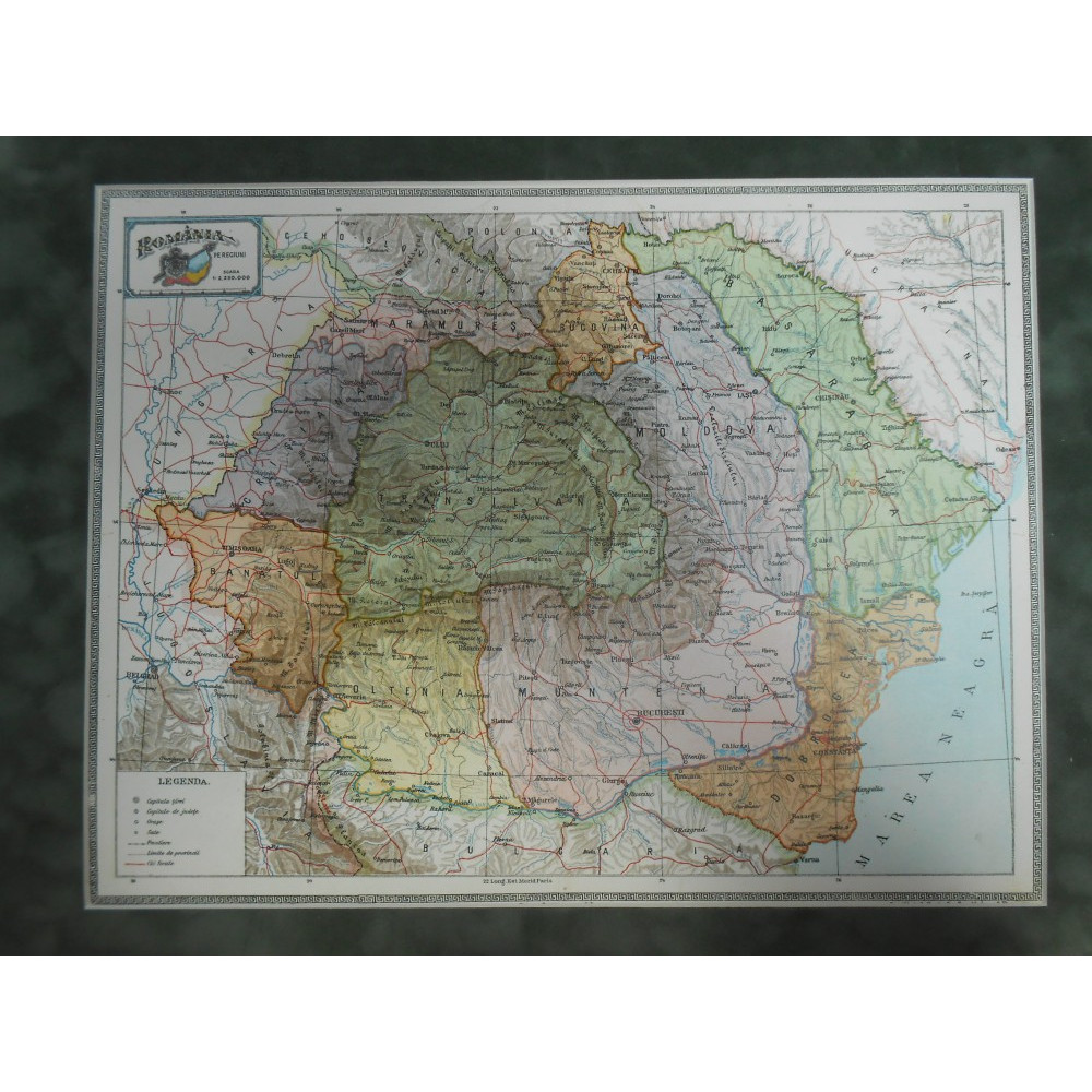 Harta Romania Mare pe Regiuni | arhiva Okazii.ro