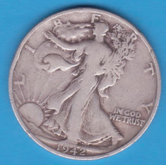 (2) MONEDA DIN ARGINT SUA - HALF DOLLAR 1942, LIT. S, WALKING LIBERTY foto