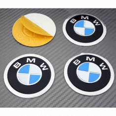 4 Embleme / Logo / Insigne Pentru BMW 60mm - Alb Cu Albastru - Pentru Roti foto