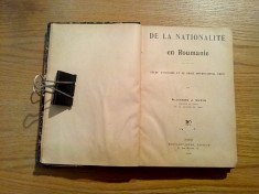 DE LA NATIONALITE EN ROUMANIE - Alexandre J. Suciu - Bonvalot-Jouve, Editeur1906 foto