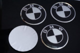 4 Embleme / Logo / Insigne Pentru BMW 56.5mm - Alb Cu Negru -Pentru Roti / Jante