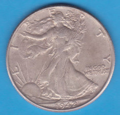 (3) MONEDA DIN ARGINT SUA - HALF DOLLAR 1942, FARA LITERA, WALKING LIBERTY foto