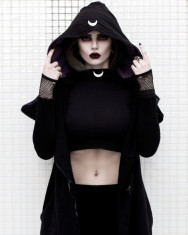 Crop Top cu gluga Moon Gazer (Marime: M) foto