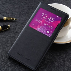 Husa NEAGRA Toc Flip Cover S-View Samsung Galaxy Note 4 cu LOGO si CHIP foto