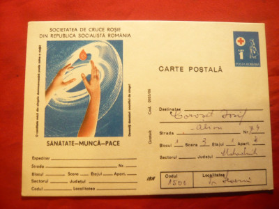 Carte Postala ilustrata Crucea Rosie - Sanatate , Munca, Pace ,cod 103/86 foto