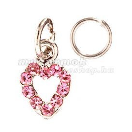 Inimă Argintie cu Strasuri Roz- Piercing pentru unghii foto mare Inimă Argintie cu Strasuri Roz- Piercing pentru unghii foto mare