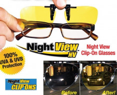 Lentile Night View Clip Ons de Condus Noaptea si pe Ceata cu Protectie UV foto