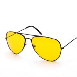 Ochelari Condus Noapte Anti-orbire UV400 Polarizati Galbeni Aviator + Husa Microfibra