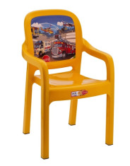 Scaun cu brate pentru copii din masa plastica culoare galbena Raki foto