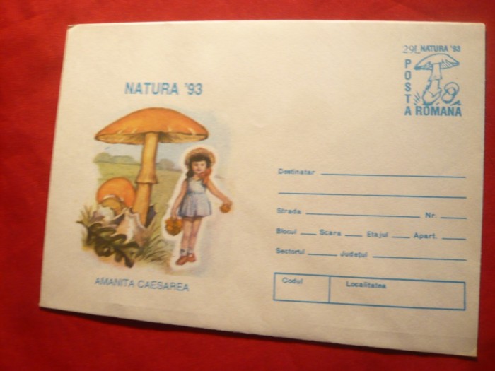 Plic Ilustrat - Natura &#039;93 - Ciuperci - Amanita Caesarea, Romania