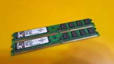Kit 2GB DDR2 Desktop,1GBx2,Brand Kingston Slim,667Mhz,CL5,Single Sided foto