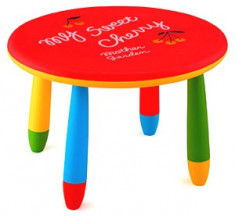 Masa rotunda 70cm pentru copii din masa plastica culoare rosie Raki foto