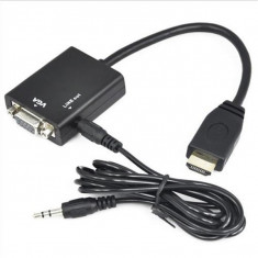 Adaptor convertor HDMI la VGA + cablu audio pt monitor xbox ps3 laptop proiector foto