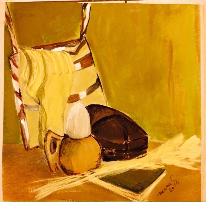 Pastel "Natura statica cu sosete de lana"- tablou inramat Pastel "Natura statica cu sosete de lana"- tablou inramat