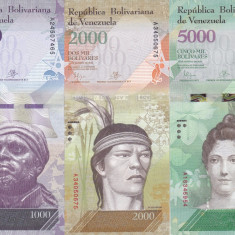 Bancnota Venezuela 1.000, 2.000 si 5.000 Bolivares 2016 (2017) - PNew UNC