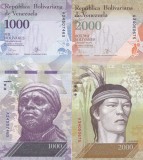 Bancnota Venezuela 1.000 si 2.000 Bolivares 2016 (2017) - PNew UNC ( set x2 )