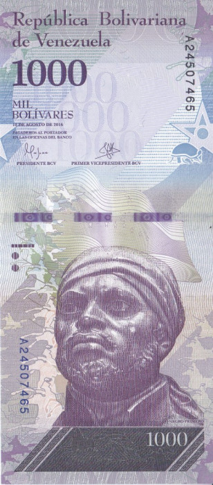 Bancnota Venezuela 1.000 Bolivares 2016 (2017) - PNew UNC