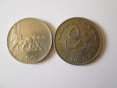 Lot 2 monede:Italia=50 centesimi 1925+Qatar=50 Dirhams foto