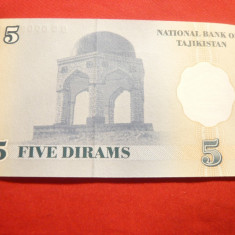 Bancnota 5 dirham 1999 Tadjikistan , cal. necirculat