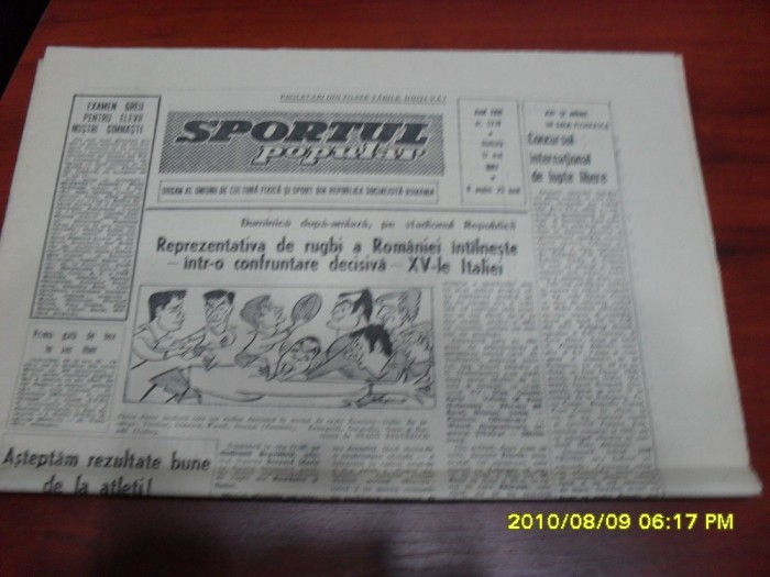 Ziar Sportul popular 13 05 1967 foto mare Ziar Sportul popular 13 05 1967 foto mare