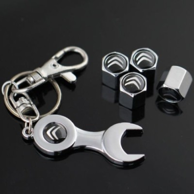 Set Breloc si 4 capacele auto pentru CITROEN metalice foto
