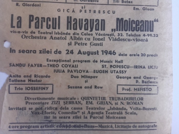 PLIANT RECLAMA "O SEARA", 1946 /MARLENE DEITRICH, IOANA RADU,GICA PETRESCU... foto mare PLIANT RECLAMA "O SEARA", 1946 /MARLENE DEITRICH, IOANA RADU,GICA PETRESCU... foto mare