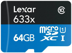 Card Lexar microSDXC 633x 64GB Clasa 10 UHS-I U1 + Adaptor SD foto