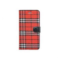 Husa Flip Cover Tellur Folio Textil pentru iPhone 7 Rosu/Negru foto