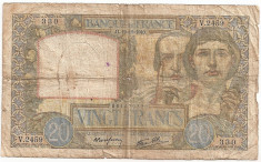 FRANTA 20 FRANCS FRANCI 1940 U foto