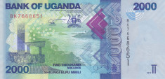 Bancnota Uganda 2.000 Shilingi 2015 - P50 UNC foto