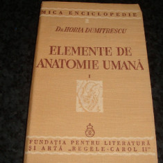 Horia Dumitrescu - Elemente de anatomie umana - 1939