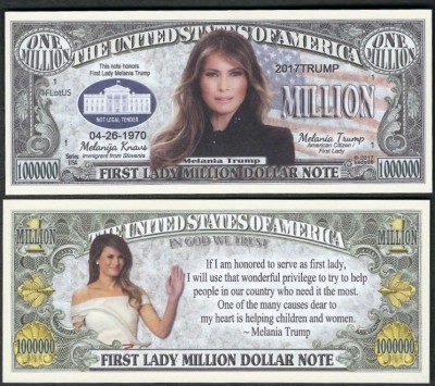 !!! SUA = FANTASY NOTE = MELANIA TRUMP , PRIMA DOAMNA - 2017 - UNC foto