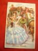 Ilustrata -Felicitare Anul Nou - Scrisoarea venita cu Postalionul 1954, Circulata, Printata