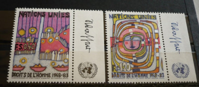 NATIUNILE UNITE GENEVA 1983 &amp;ndash; DREPTURILE OMULUI, serie nestampilata, AK1 foto