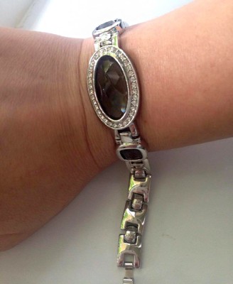 OFERTA- Bratara nb- inox placata cu AUR alb 18K si swarovski foto