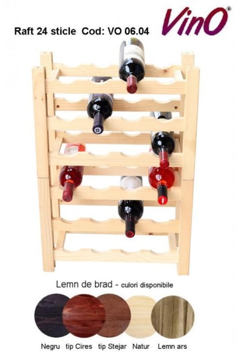 Raft VinO din lemn 6x4 - 24 sticle foto mare Raft VinO din lemn 6x4 - 24 sticle foto mare
