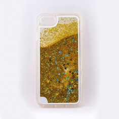 Carcasa Tellur pentru iPhone 7 cu lichid si sclipici Galben foto